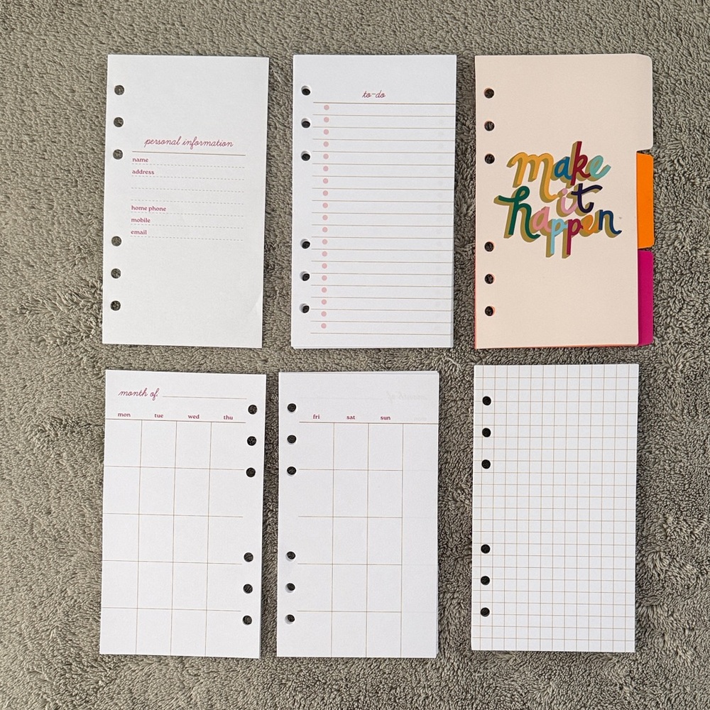 Colorful Undated Planner Inserts